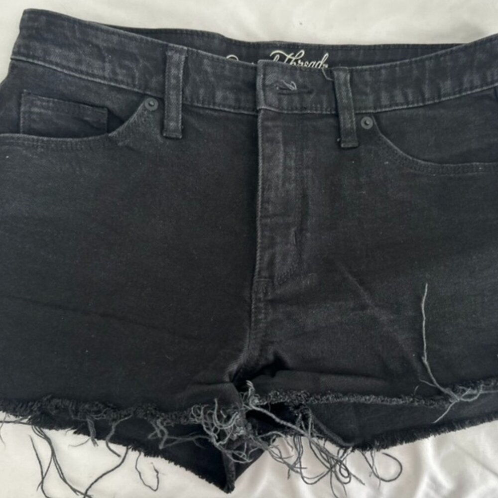 Low/Mid Rise Distressed Black Mini Shorts